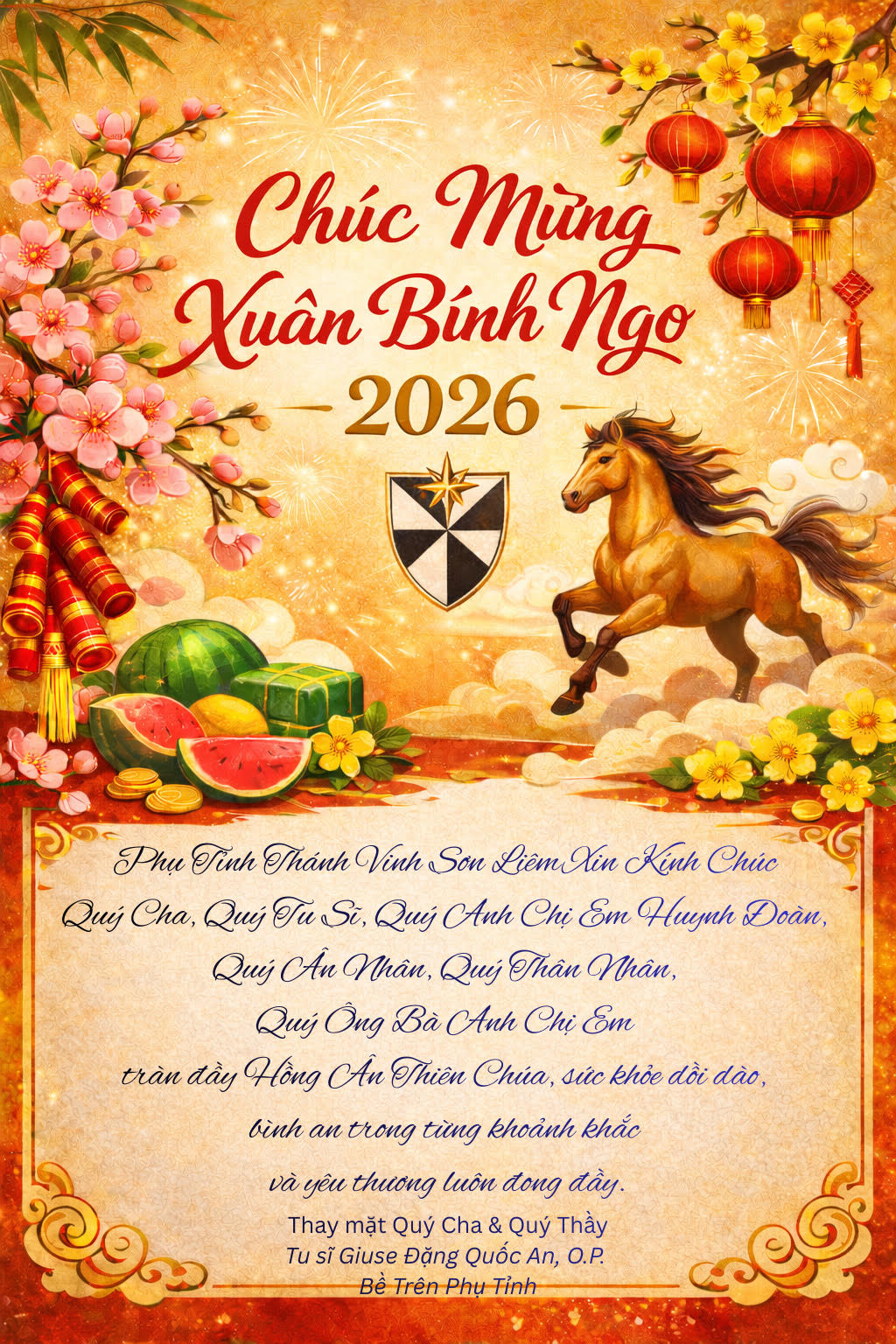 Phụ Tỉnh Thánh Vinh Sơn Liêm chúc tết Bính Ngọ