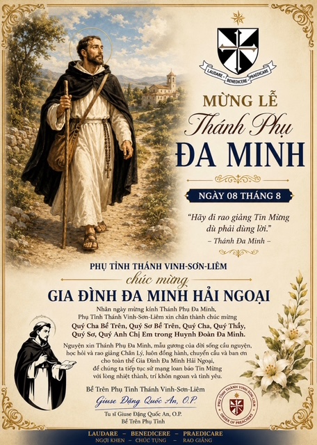 Bề Trên Phụ Tỉnh Chúc Mừng Lễ Thánh Phụ Đa Minh Năm 2026